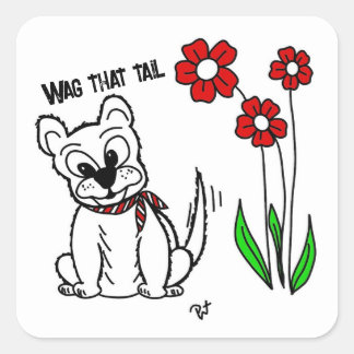 Wag that tail square sticker