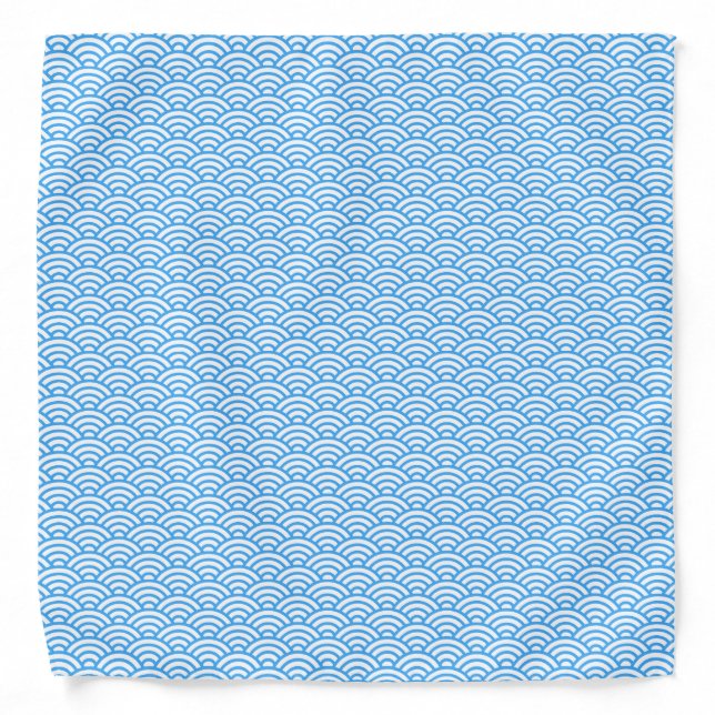 WAGARA Seigaiha (Blue Ocean Waves) Pattern Bandana (Front)