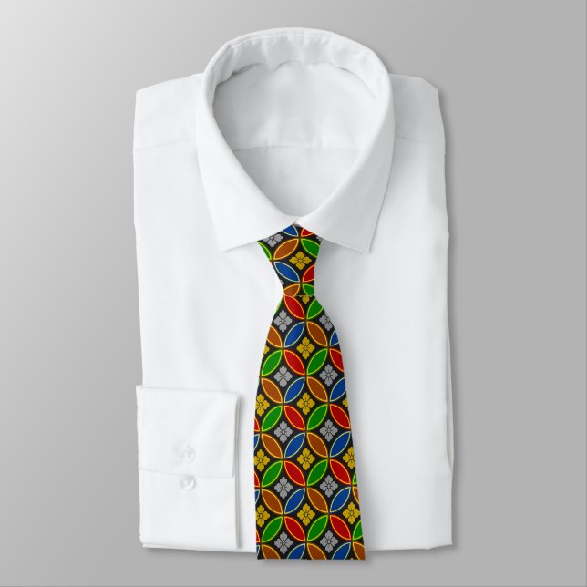 Wagara - Shippo (Interlocking Circles) Neck Tie (Tied)