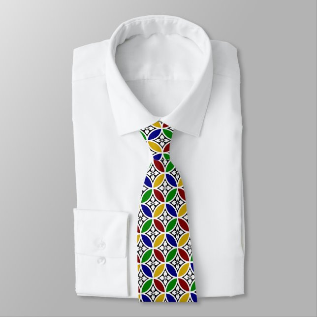 Wagara - Shippo (Interlocking Circles) Neck Tie (Tied)