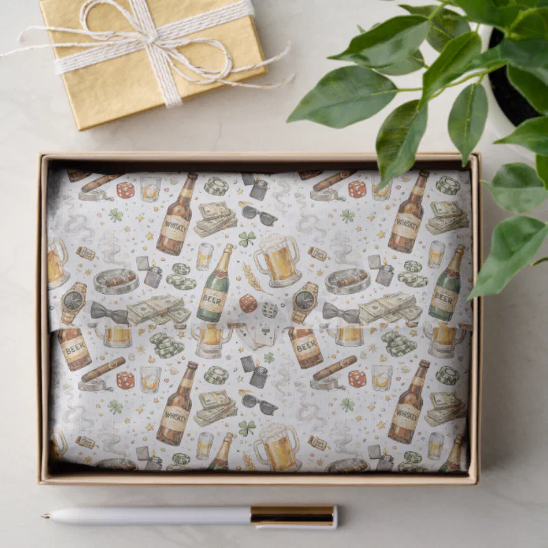 Watercolor bachelor party pattern in earthy tones