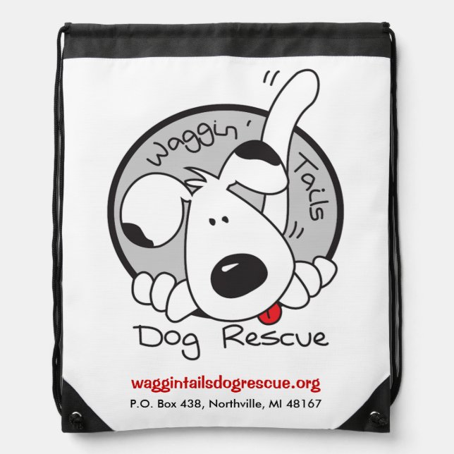 Waggin' Tails Dog Rescue Logo Drawstring Bag (Front)