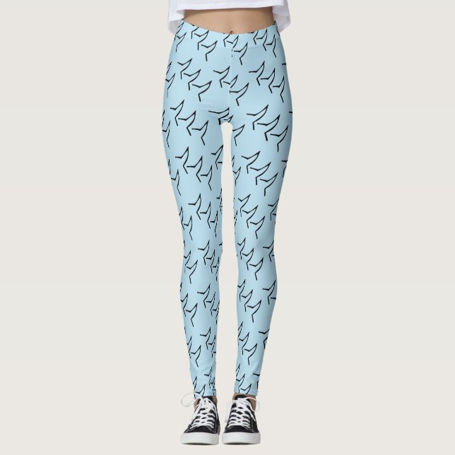 Wagging Dog Tails Light Blue Leggings (Front)