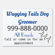 Wagging Tails Dog Groomer Or Business Yard Sign