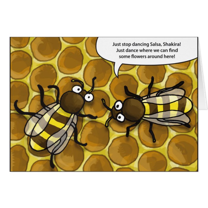 waggle dance OF the bees cartoon Card