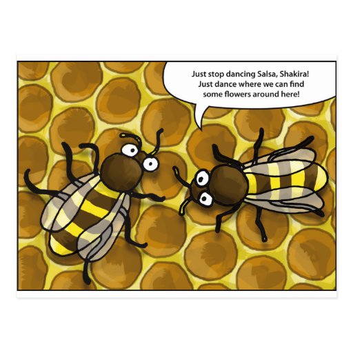 waggle dance OF the bees cartoon Postcard | Zazzle