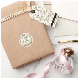 waggleinto wonder sage green Favor Box Classic Round Sticker