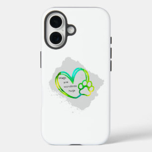 Wagless Hugs Heart Paw Print iPhone Case
