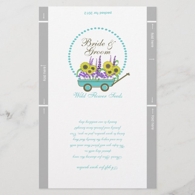 Wagon and Flowers Packet Template Wedding Favor (Front)