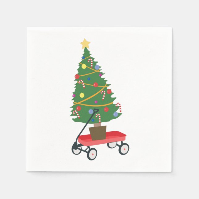 Wagon Christmas Tree Napkins (Front)