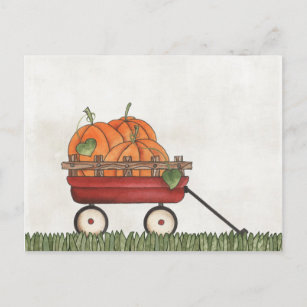 Wagon full of Pumpkins Postcard
