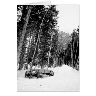 Wagon in winter forest cards