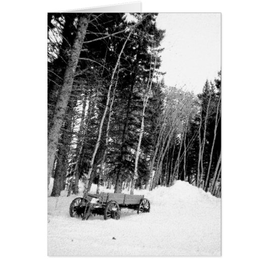 Wagon in winter forest cards (Front)