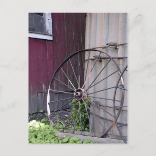 Wagon Wheel and Silo Postcard