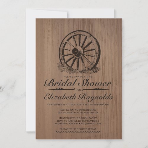 Wagon Wheel Bridal Shower Invitations