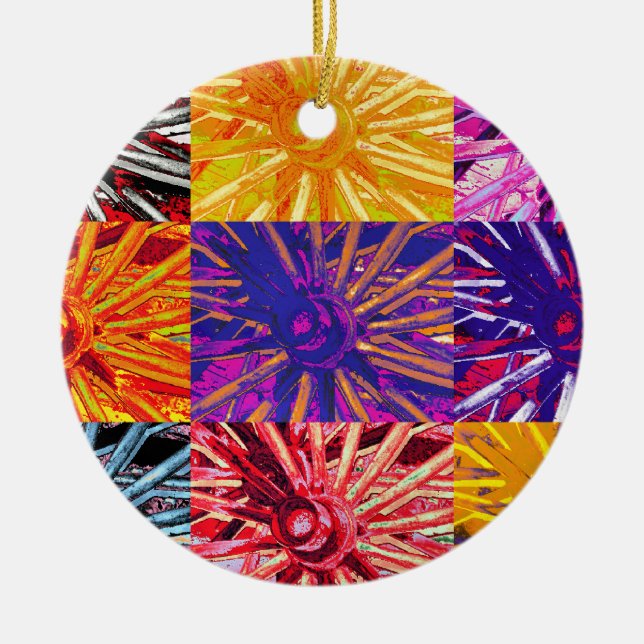 WAGON WHEEL CERAMIC ORNAMENT (Front)