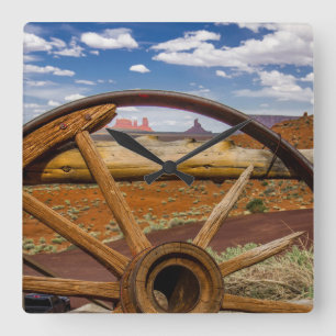Wagon wheel close up, Arizona Square Wall Clock