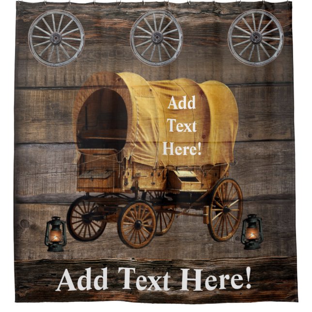 Wagon Wheel Covered Wagon Shower Curtain (Front)