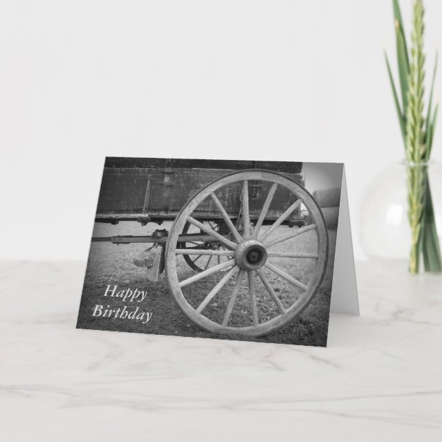 Wagon Wheel Happy Birthday Greeting Card (Front)