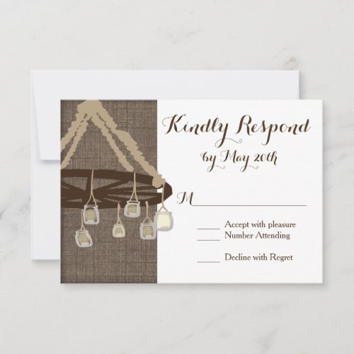 Wagon Wheel Mason Jar Chandelier Wedding RSVP