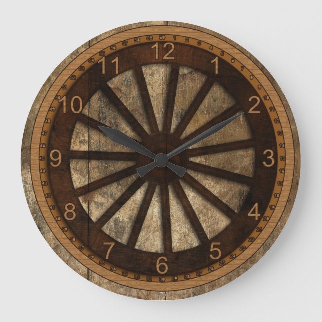 Wagon Wheel Wood-Look Large Clock (Front)