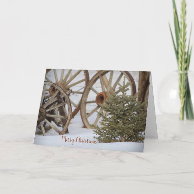 Wagon Wheels Country Christmas Holiday Card (Front)