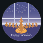 WagsToWishes_Menorah Dogs Classic Round Sticker<br><div class="desc"></div>