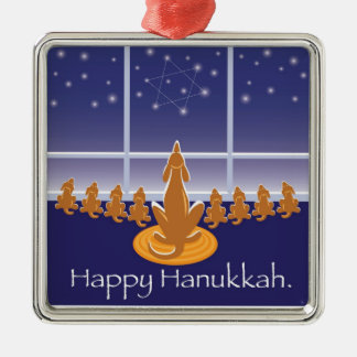 WagsToWishes_Menorah Dogs_Hanukkah Medallion Metal Ornament