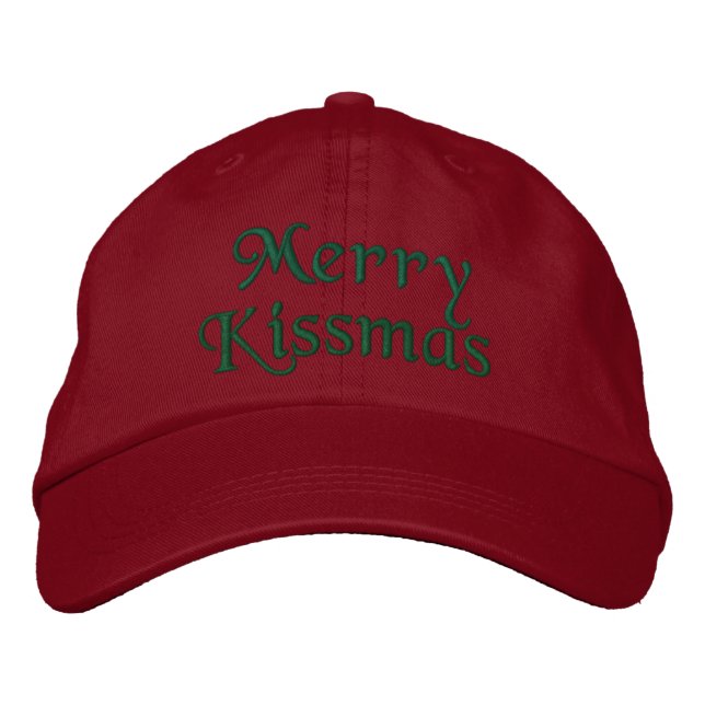 WagsToWishes_Merry Kissmas Embroidered Baseball Hat (Front)