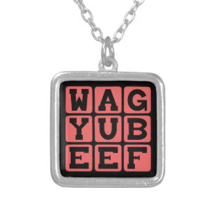 Wagyu Beef, Japanese Cow Silver Plated Necklace