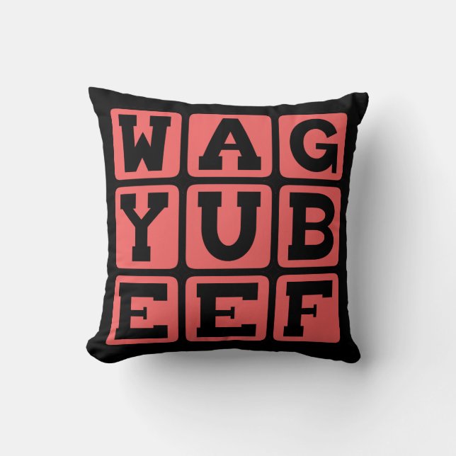 Wagyu Beef, Japanese Cow Throw Pillow (Front)