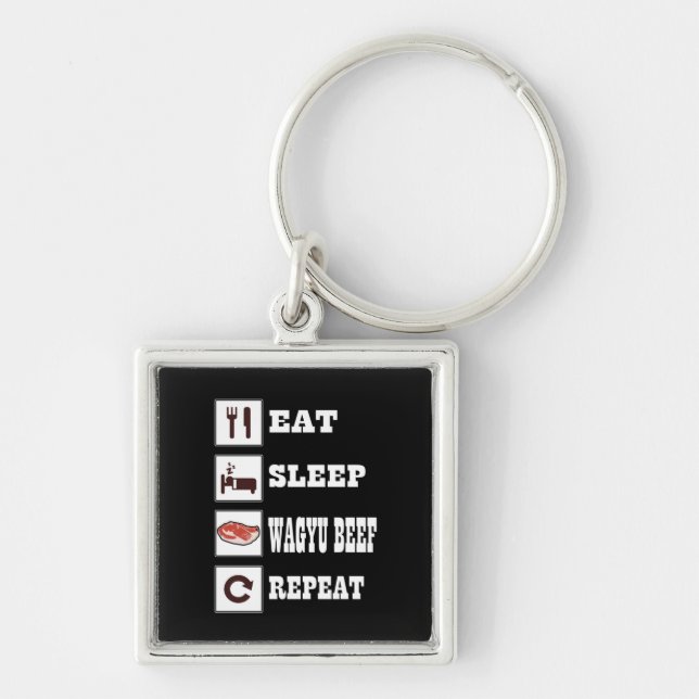 Wagyu Beef Steak BBQ Enthusiast Grill Barbecue Keychain (Front)