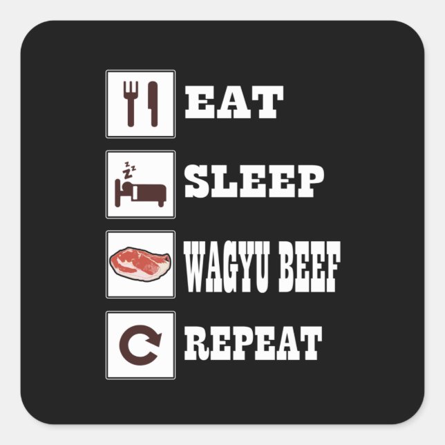 Wagyu Beef Steak BBQ Enthusiast Grill Barbecue Square Sticker (Front)