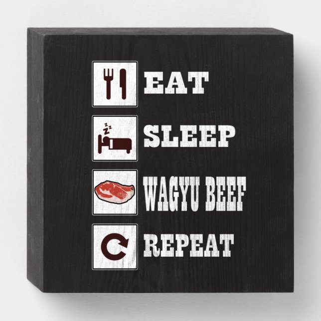 Wagyu Beef Steak BBQ Enthusiast Grill Barbecue Wooden Box Sign (Front Horizontal)