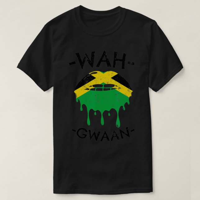 Wah Gwaan Cute Jamaican Flag Design  T-Shirt (Design Front)