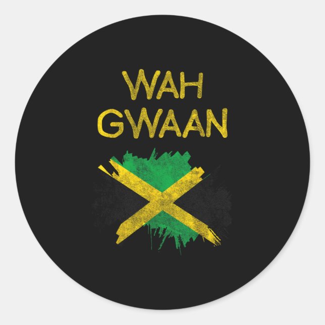 Wah Gwaan Jamaica Flag Jamaican Pride Reggae Vacat Classic Round Sticker (Front)