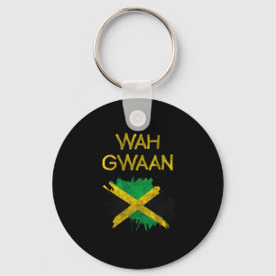Wah Gwaan Jamaica Flag Jamaican Pride Reggae Vacat Keychain