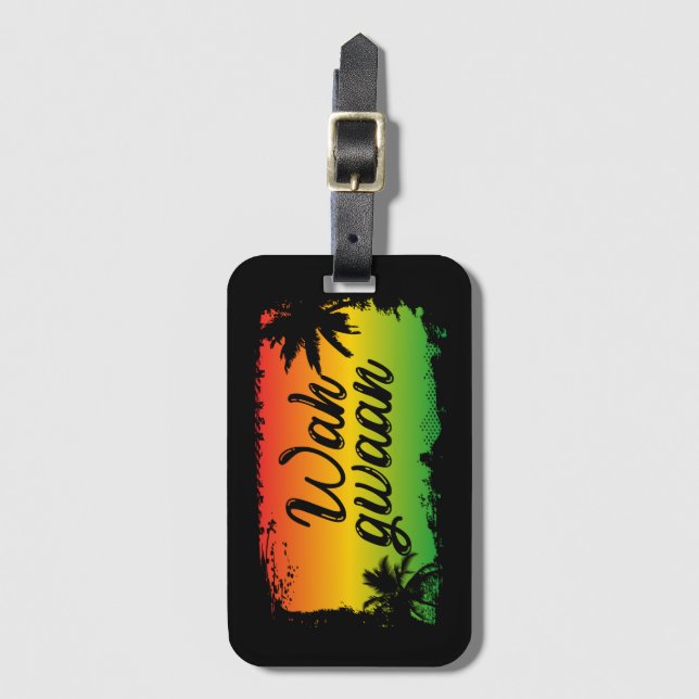 Wah Gwaan Jamaican Hello Tropical unset Luggage Tag (Front Vertical)