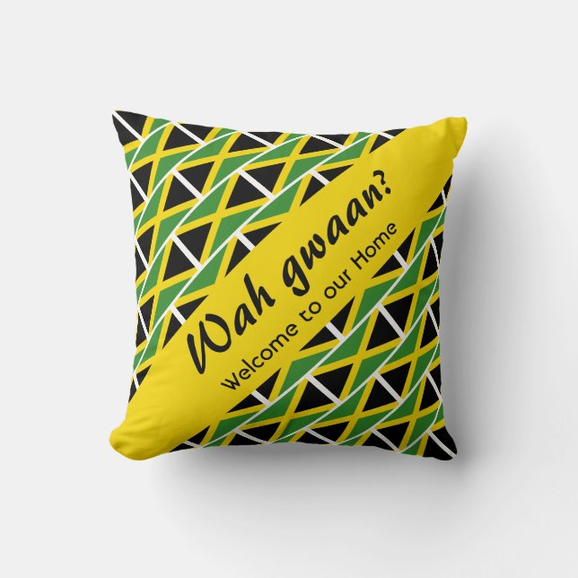 WAH GWAAN? Jamaican Patois Welcome Throw Pillow (Front)