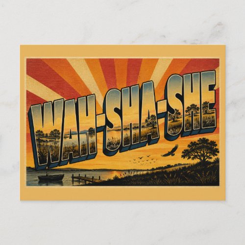 Wah-Sha-She Oklahoma Prairie Lake Art Postcard