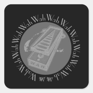 Wah Wah Pedal Grey Square Sticker