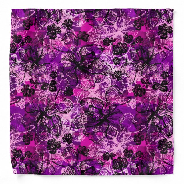 Wahine Lace Hawaiian Orchid Bandana (Front)