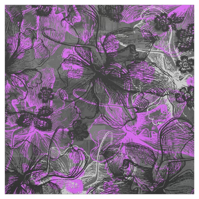 Wahine Lace Hawaiian Orchid Collage Fabric (Swatch)