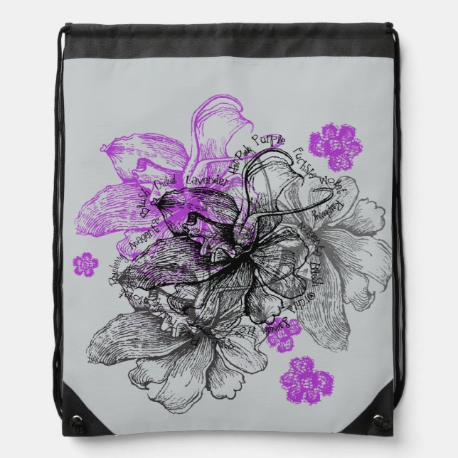 Wahine Lace Hawaiian Orchid Drawstring Bag (Front)
