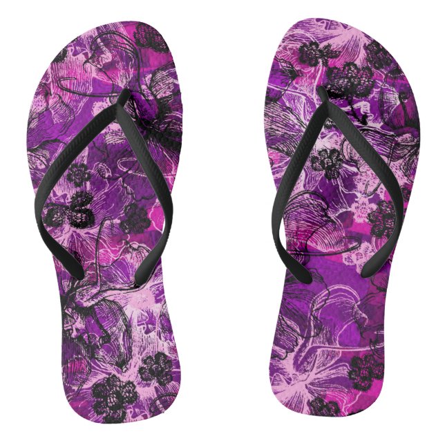 Wahine Lace Hawaiian Orchid Flip Flops (Footbed)