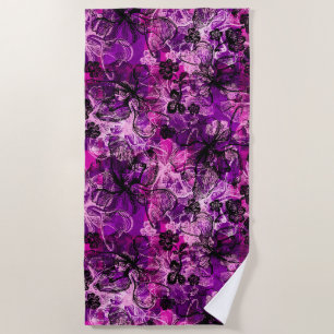 Wahine Lace Hawaiian Orchid Floral in Pink Beach Towel