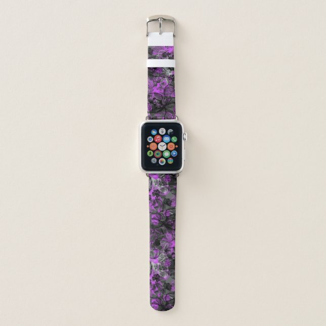 Wahine Lace Hawaiian Orchid Floral in Purple Apple Watch Band (Front)