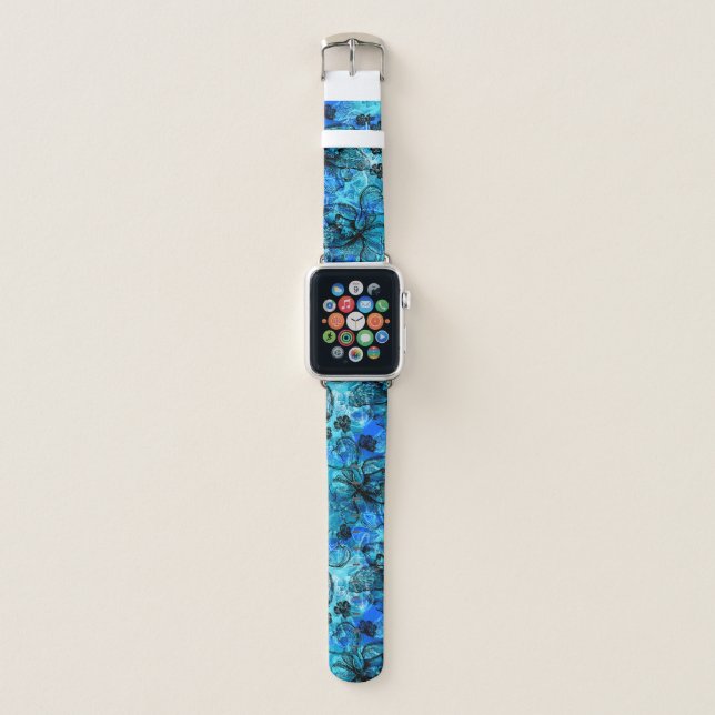 Wahine Lace Hawaiian Orchid Floral in Turquoise Apple Watch Band (Front)