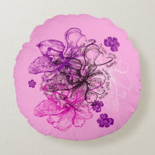 Wahine Lace Hawaiian Orchid Reversible Round Pillow