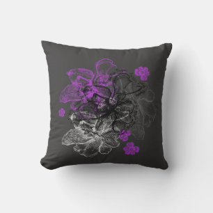 Wahine Lace Hawaiian Orchid Reversible Throw Pillow